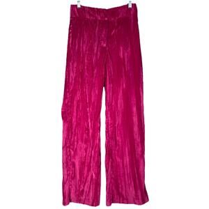 Nasty Gal Crushed Velvet Pants Sz 2 💕 Hot Pink Retro Vibes